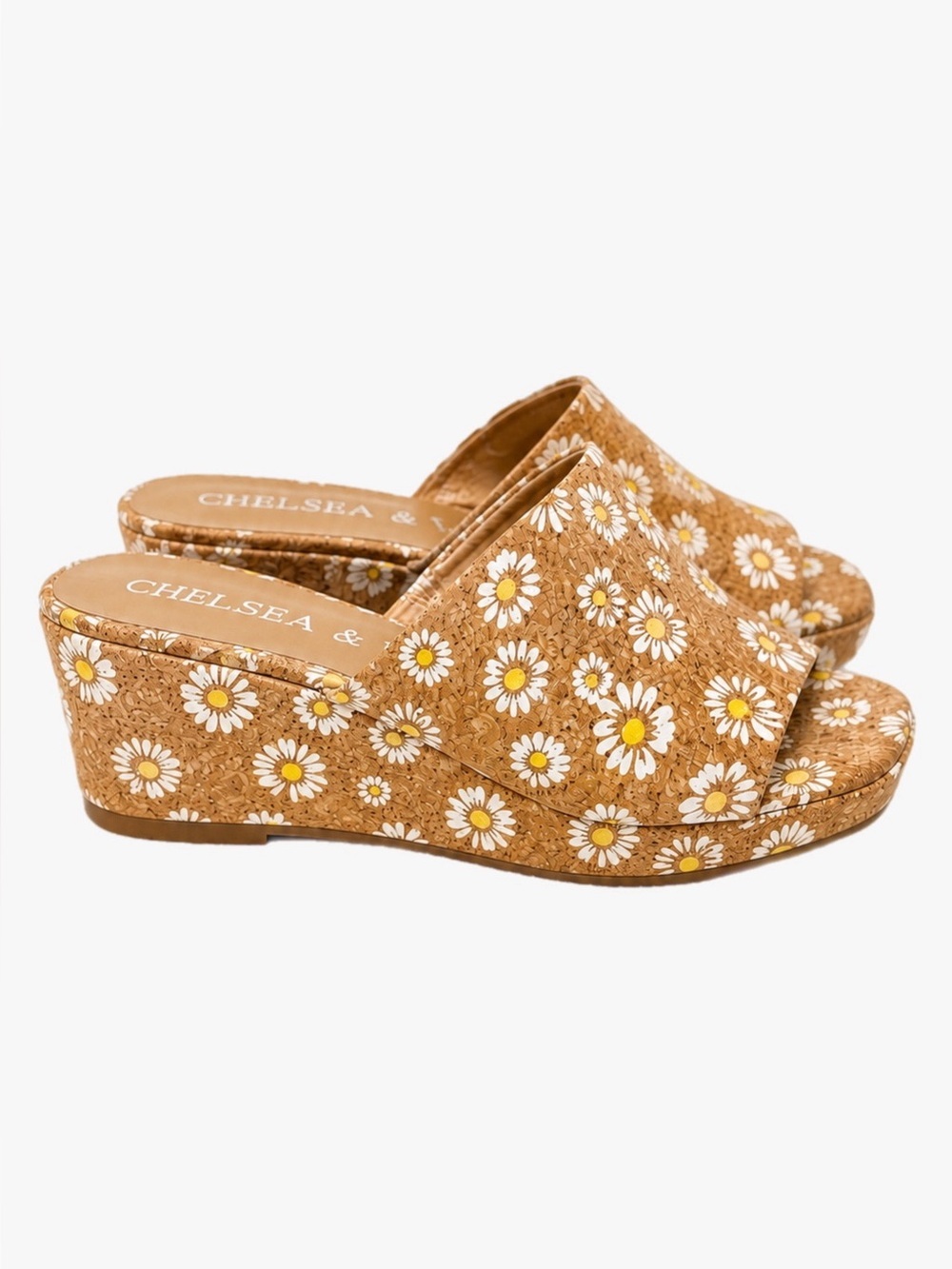 NEW Chelsea & Violet Daisy Cork Wedge Chunky Open Toe Mule Women’s Size 7 - Picture 2 of 9